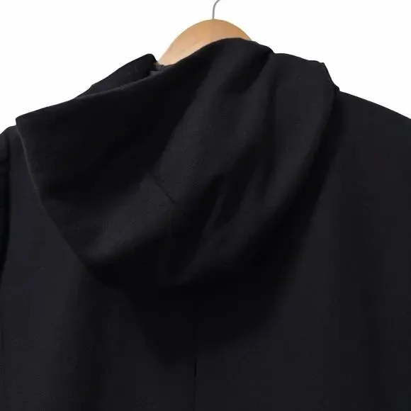 J Crew‎ Womens Toggle Wool Blend Long Coat Size 14 Black Heavyweight Winter Coat - Picture 8 of 14